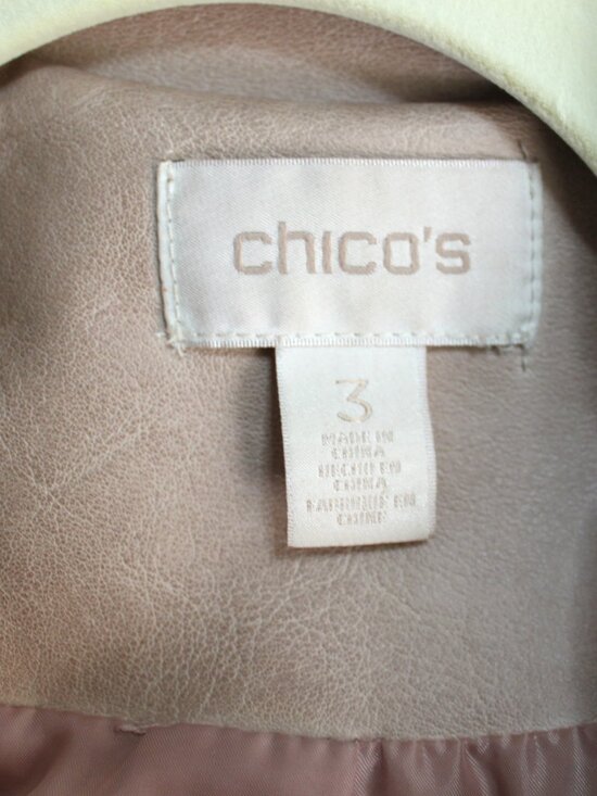 Chico's 3 / XL Dusty Rose Faux Leather Moto Jacket - Pastel Spring Layering 🌸 - Picture 3 of 4